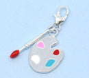 ARTIST'S Palette 2-part moveable charm with lobster clasp . silver plated with enamel accents . che0288
