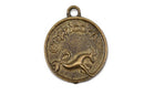 10 CAPRICORN ZODIAC Sign Charm Pendants, bronze metal, double sided charms, 16mm diameter, chb0482