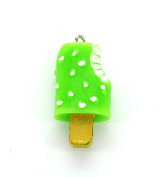 1 Large Resin LIME GREEN Popsicle Charm Pendant cha0022