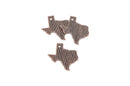 4 TEXAS STATE Cutout Charm Pendants, textured copper tone metal, chc0031