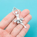 3 Large Silver Tone Metal BALLET DANCER Charm Pendants, 61mm x 24mm . Chs0020
