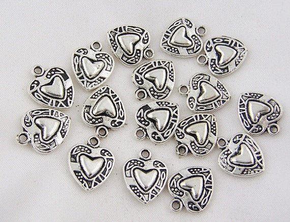 10 Silver Heart Charms, 1/2"  chs1741