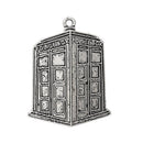 2 Large Metal POLICE BOX Charm Pendants, antiqued silver, 1-5/8" tall chs1842