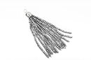 Crystal Bead Tassel Charm Pendant, METALLIC SILVER crystals with Silver cap, about 3" long chs2844