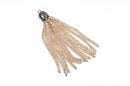 Crystal Bead Tassel Charm Pendant, GOLDEN SHADOW crystals with Gunmetal cap, about 3" long cho0204