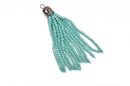Crystal Bead Tassel Charm Pendant, TURQUOISE AB crystals with Gunmetal cap, about 3" long cho0197