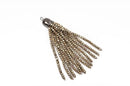 Crystal Bead Tassel Charm Pendant, GOLD METALLIC crystals with Gunmetal cap, about 3" long cho0202