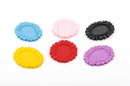 30 Acrylic Oval Cabochon Frame Settings, assorted colors, fits 25x18 cabochons cab0393