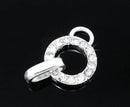 3 Rhinestone CONNECTOR Pendant Charm Holders, silver plated metal base and clear crystals   chs1030