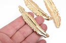 5 Light Gold FEATHER Charms, 77x16mm, 3" long chg0598