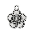 10 Antique Silver 5-PETAL FLOWER Charm Pendants  chs1435