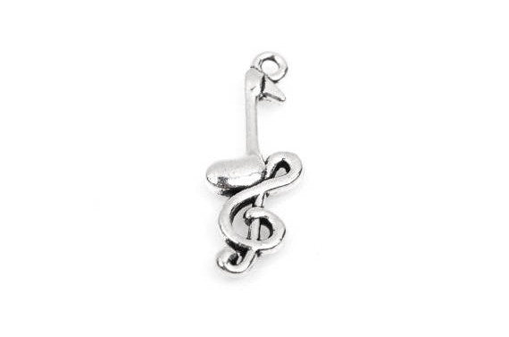 10 MUSIC NOTE Charm Pendants, Treble Clef, Eighth Note, Antique Silver chs2127