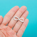 6 INFINITY SYMBOL  Bright Silver Metal Charm Connectors  30x10mm chs0065