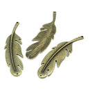 2 Bronze Tone Metal FEATHER Charm Pendant Connectors. CHB0135