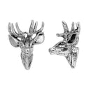 2 MOUNTED DEER Head Charm Pendants, 3D design, silver metal, 29x23mm, chs2678
