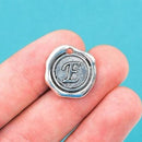 6 Letter E Wax Seal Charms, Monogram Initial Alphabet Stamped, antique silver metal,  18mm, 3/4" diameter chs1924