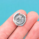 6 Letter H Wax Seal Charms, Monogram Initial Alphabet Stamped, antique silver metal,  18mm, 3/4" diameter chs1927