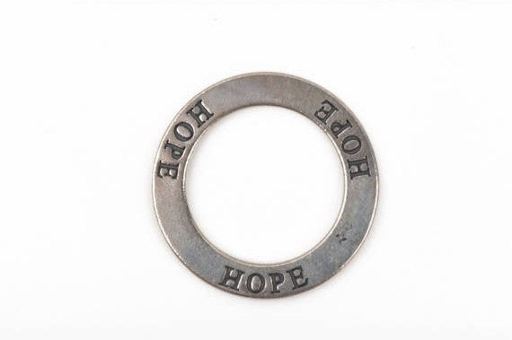 HOPE Affirmation Ring Sterling Silver Charm Pendant, 24mm diameter, pms0405