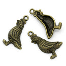 6 Cute Little CHICKEN HEN Bronze Metal Charm Pendants. 28mm x 15mm   Chb0139