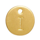 10 Letter I Alphabet Charms Gold Plated Monogram, double sided round disc letter charms, dot charms, 12mm, (1/2") chg0471