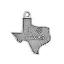10 I LOVE Texas Charms, Texas State Cutout Charm Pendants, Map Charms, Antiqued Silver Metal, 22x20mm, chs2426