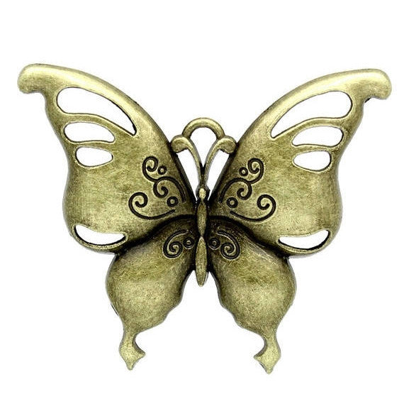 1 Large Bronze Metal Cutout BUTTERFLY Charm Pendant. CHB0130