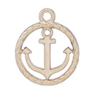 10 Light Gold ANCHOR Charm Pendants, Rope Circle, 19x16mm, chg0500