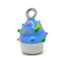 2 Metal and Enamel 3-D CUPCAKE Charm Pendants 16x10mm che0226