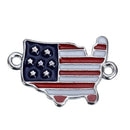 5 USA FLAG Charms, Two-Hole Connector Links for Bracelets, 24x16mm, che0530