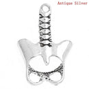 3 PELVIS and SPINE Anatomical Body Parts Pewter Charm Pendants, 3D design, chs0568