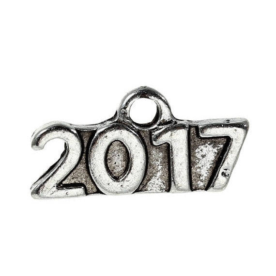 10 Silver Tone 2017 Graduation Charms or Pendants chs2309