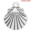 10 CLAM SHELL Seashell Silver Tone Charm Pendants   chs0700