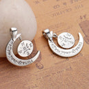 1 Crescent Moon and Compass "follow your dreams" Engraved Stamped Affirmation Pendant Silver Plated Dangle Charm with bail, chs2797