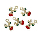 5 REINDEER Christmas Charms or Pendants . Gold Plated with enamel, 5/8" chg0301