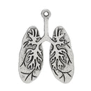 2 Antique Silver Flat Human LUNGS Charm Pendants  chs1372