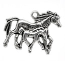4 Horse and Colt Silver Pewter Charms, mother and baby charm pendants  28x23mm. chs0736