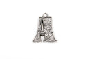 8 Letter A Monogram Silver Charm Pendants, cut out alphabet design with flowers, chs1864