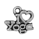 10 I LOVE Yoga Charms, I heart yoga, affirmation charms, Silver Tone Pewter Pendants, chs2070