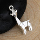 5 Silver ORIGAMI GIRAFFE Charms, Bright Silver Plated Pendants, 23x13mm, chs2654