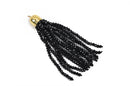 Crystal Bead Tassel Charm Pendant, BLACK crystals with GOLD cap, about 3" long chg0565