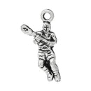 10 Antique Silver LACROSSE or CRICKET Player Charm Pendants  chs1369
