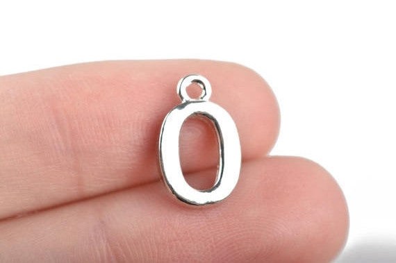 8 Letter O Alphabet Charms Silver Plated Monogram, 15mm, chs2594