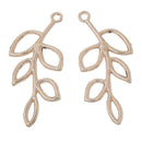 10 LEAF VINE Charm Pendants, gold plated metal, 40x19mm, 1-5/8" long chg0289