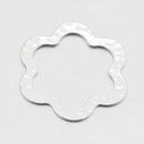 5 Silver Plated Hammered Metal Textured FLOWER RING Connectors 33mm, 1-1/4" wide chs2120