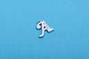 Letter A platinum color silver charm pendant, rhinestone crystals embedded in the metal, alphabet  chs1258