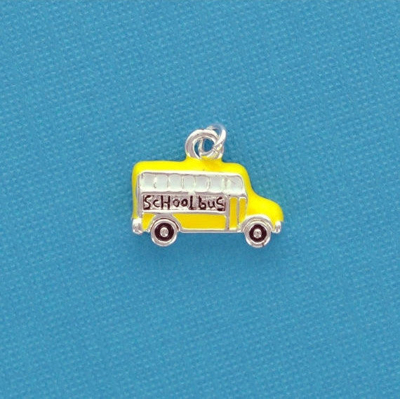 1 silver plated enamel YELLOW SCHOOL Bus Charm  che0295