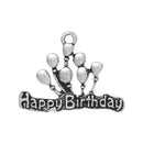 4 HAPPY BIRTHDAY Balloons Charms, antique silver tone Metal, chs1845