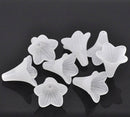 WHITE Frosted Acrylic Flower Charm Pendants . bag of 50 bac0210