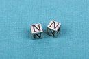 Alphabet LETTER N Sterling Silver Alphabet Block Bead, Square Cube, 5mm, pms0303