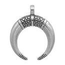 5 HORN Charm Pendants, Antique Silver Metal, Double Horn, Crescent Moon Charms, Atlantis jewelry, 34mm, chs2461